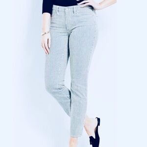 Talbots Blue & White Railroad Stripe Slim Ankle Denim Jeans in Size 16